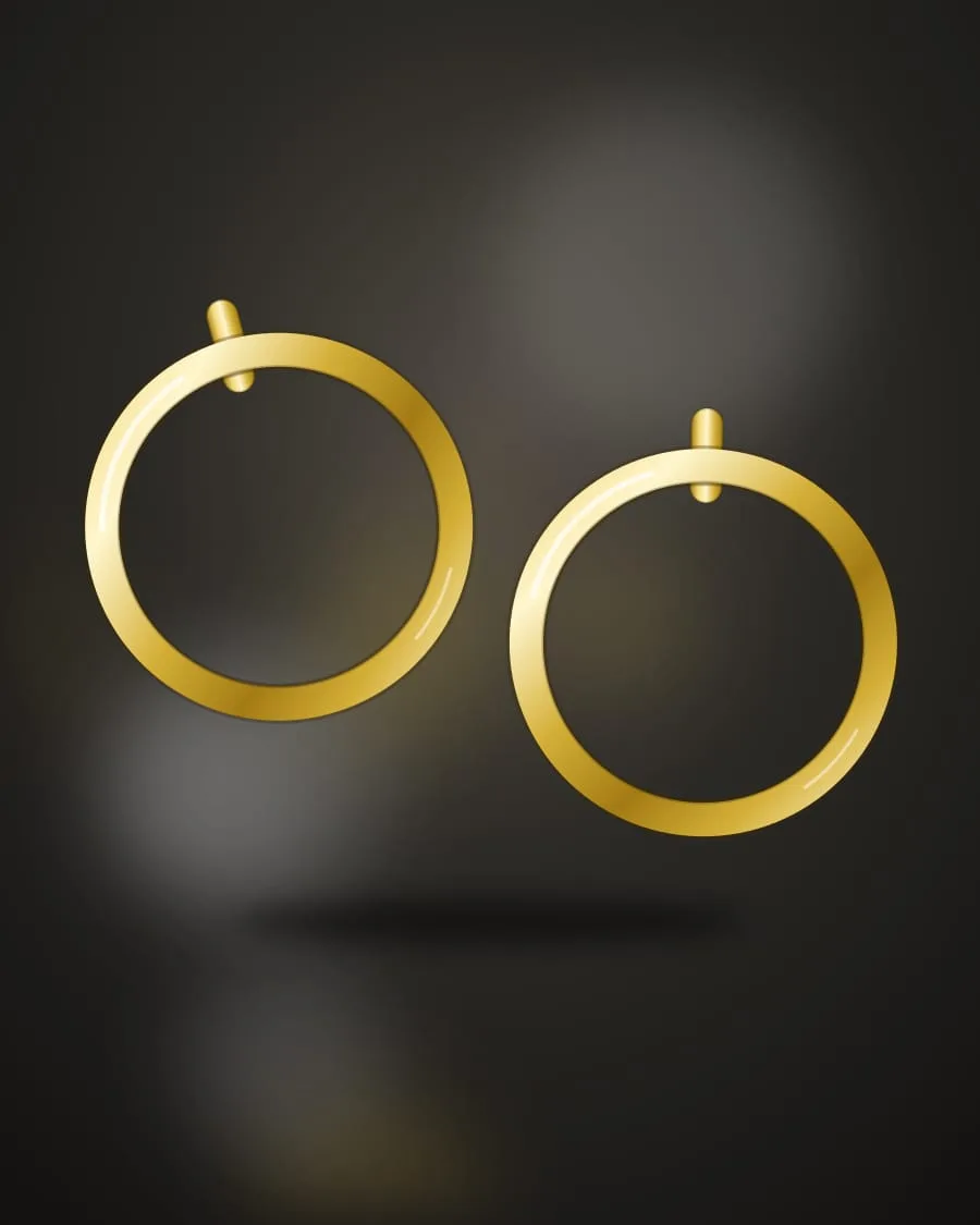 14 Ayar Altın Mini Halka Küpe - Sarı Altın detay görünüm